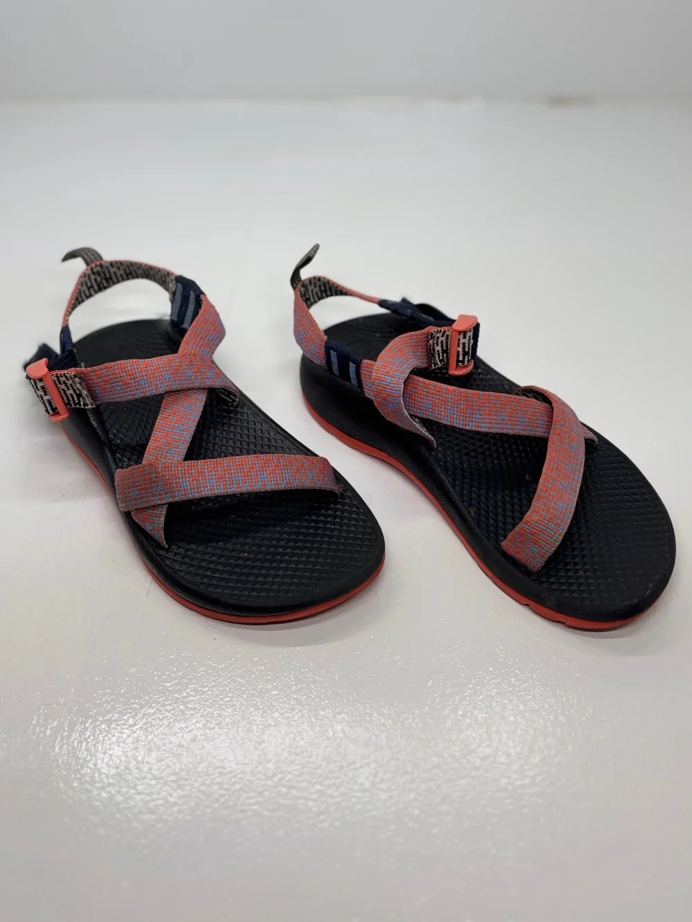 Chaco Kids Z/1 Classic Sandals Youth Size 2 Orange Blue Hiking Outdoor